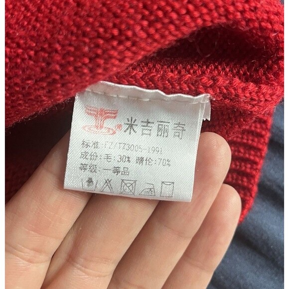 Vintage 90s Red Mickey Mouse Knit Sweater Kids 5-6 Medium Zip Up - Picture 4 of 5